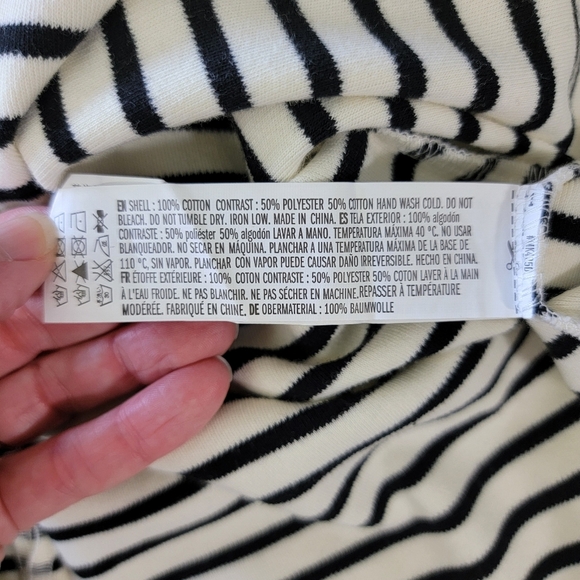 NWT English Factory Black White Striped Long Sleeve Knit Mini Dress Ruffle Small - Picture 8 of 10